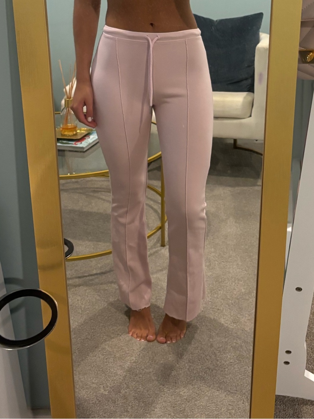 Zara Blush Pink Boot-Cut Seam Front Pants
